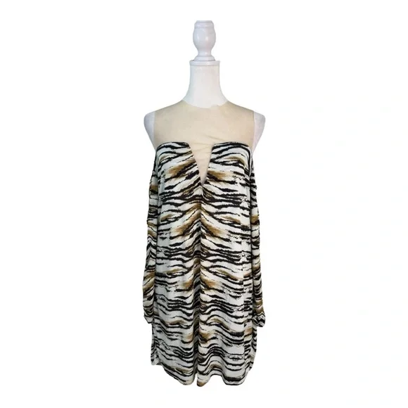 Despi Ibiza Dress NWT Size 8 Animal Print Off Shoulder Mini Resort Vacation - Picture 5 of 11